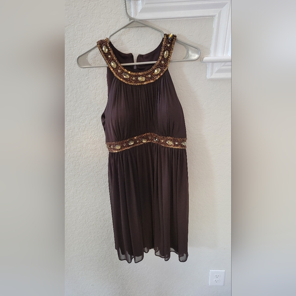 Cache Dresses & Skirts - Cache Brown and Gemstone Dress Size 12